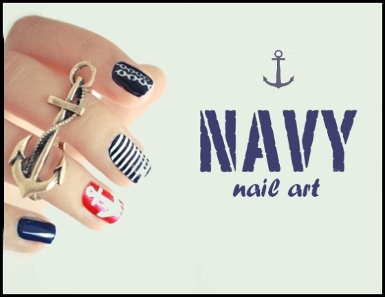 Navy nail art - StyleCoolture